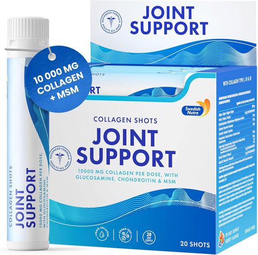 Swedish Nutra Joint Support Shots - Collagen & Turmeric - 20 Shots - Sugar-Free