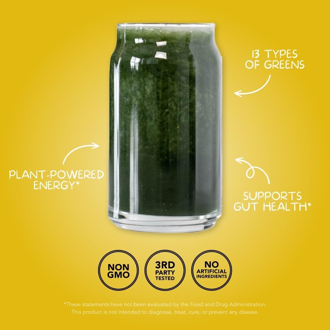 Sweet Lemon Greens Powder Mix - Superfood Smoothie & Juice Mix with Chlorella & Spirulina - Gluten Free & Organic (30 Servings)