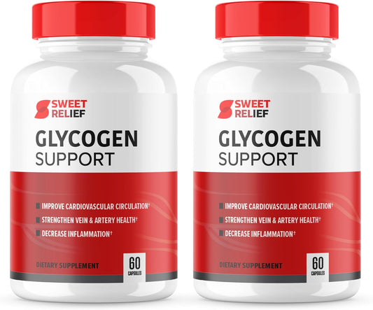 Sweet Relief Glycogen Support Capsules for Healthy Blood Vessels - 2 Pack