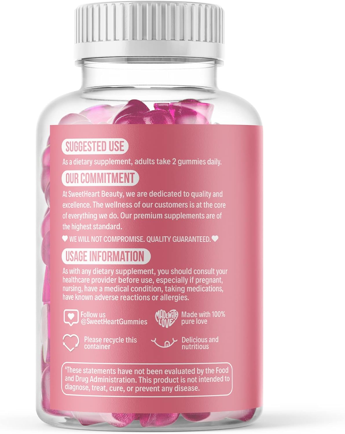 SweetHeartBeauty Biotin Gummies 10000mcg for Hair Skin Nails - Hair Vitamin - Non-GMO, Vegan Hair Growth Supplement - 60 Chewables