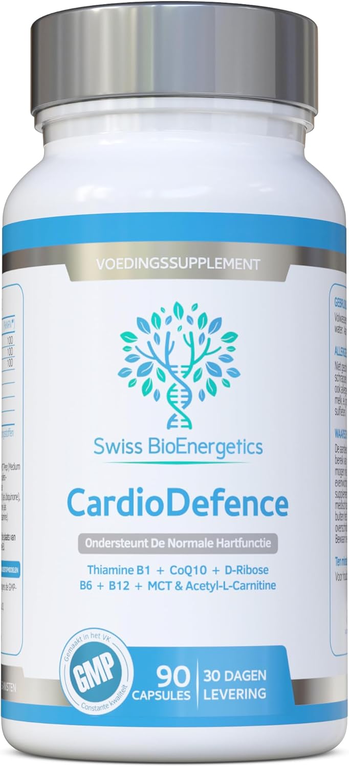 Swiss Bioenergetics CardioDefence - 90 Capsules with CoQ10, D-Ribose, Acetyl L-Carnitine, B Vitamins, MCT for Heart Health and Energy
