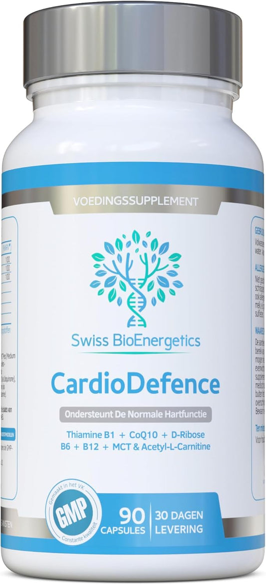 Swiss Bioenergetics CardioDefence - 90 Capsules with CoQ10, D-Ribose, Acetyl L-Carnitine, B Vitamins, MCT for Heart Health and Energy