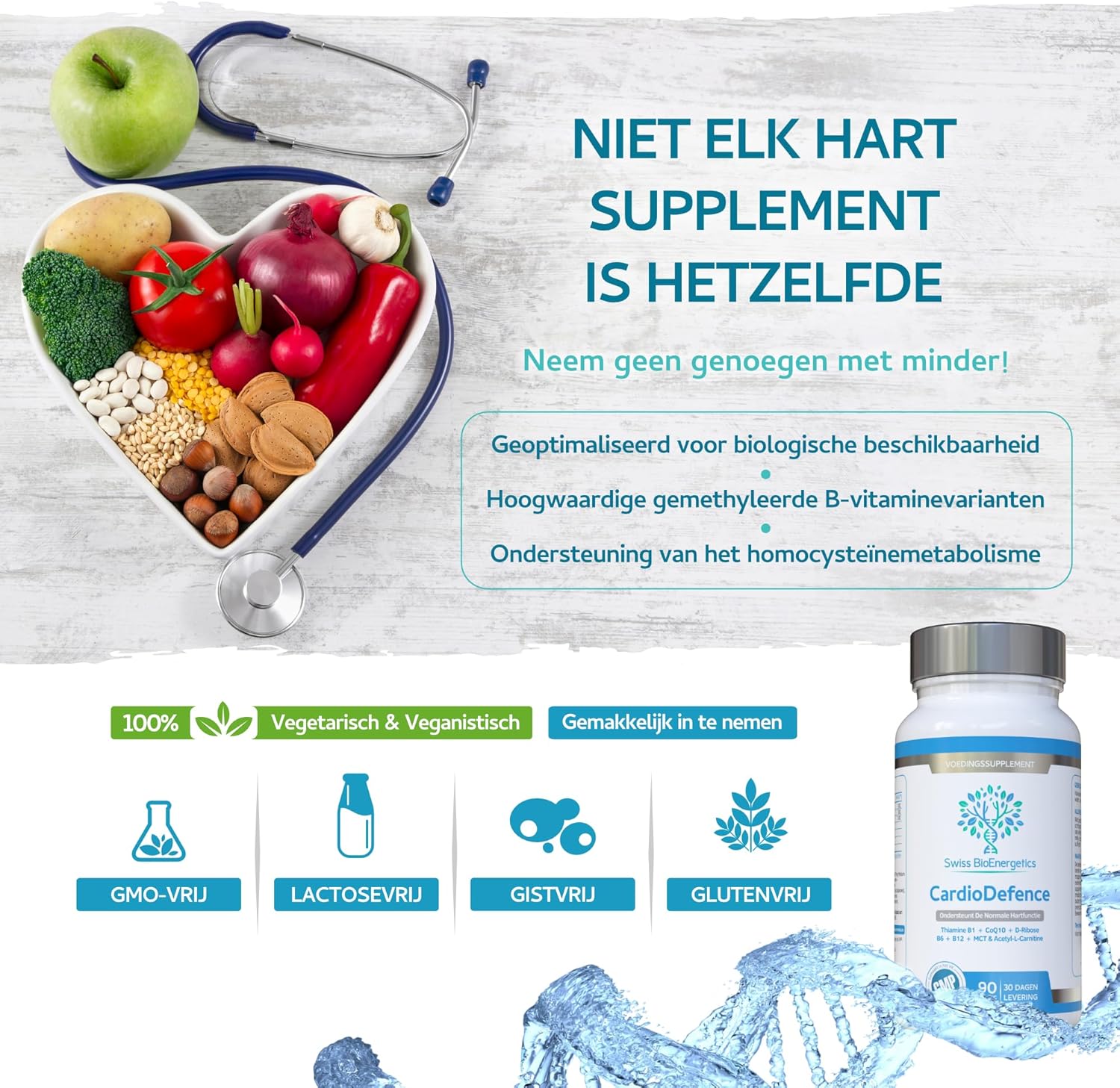 Swiss Bioenergetics CardioDefence - 90 Capsules with CoQ10, D-Ribose, Acetyl L-Carnitine, B Vitamins, MCT for Heart Health and Energy