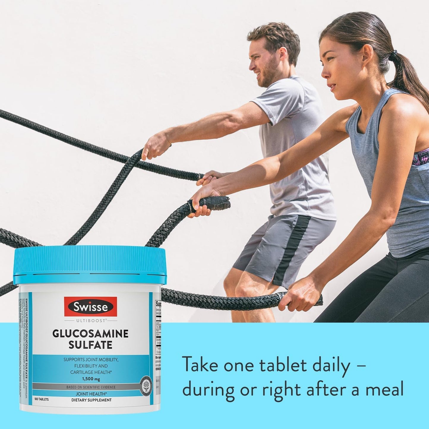 Swisse Glucosamine Sulfate Mobility Support Supplement for Women and Men - 180 Tablets - 1500mg Glucosamine - Promotes Flexibility and Joint Health
