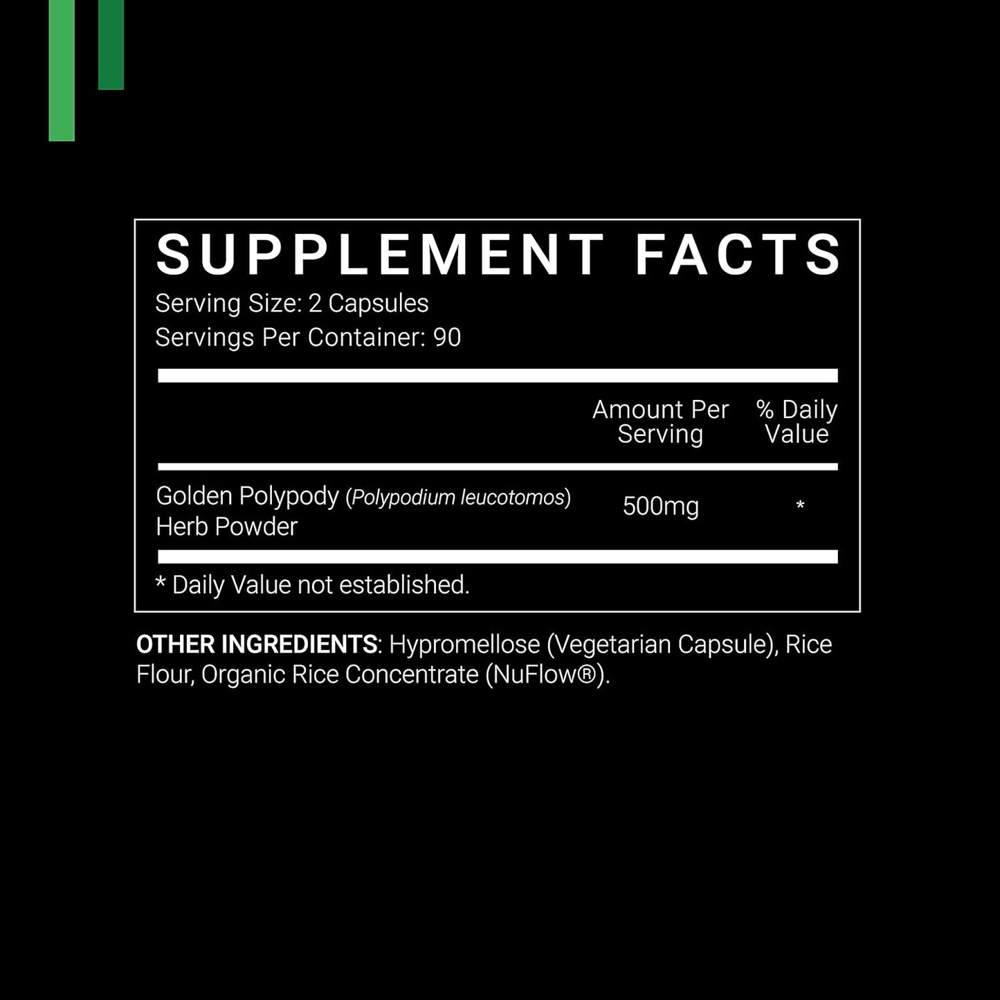 SYMNUTRITION Polypodium Leucotomos 500mg V-Capsules - 180 Count, 90 Servings, Vegan & Gluten Free - Made in USA cGMP Facility