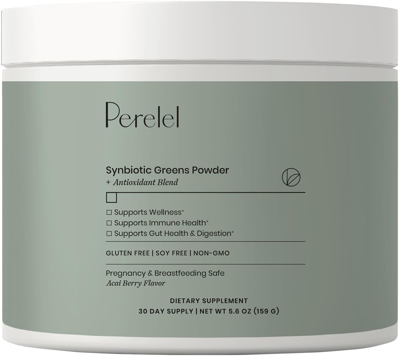 Synbiotic Powdered Greens + Antioxidants for Immune & Digestive Health - Gluten & Soy-Free Superfood Powder - Safe for Pregnancy & Breastfeeding - 5.6 oz