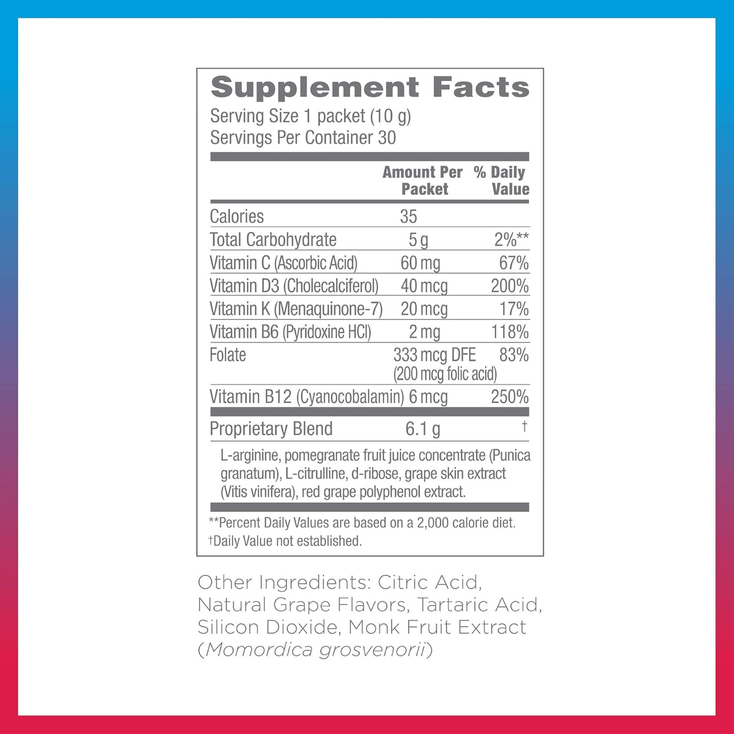 Synergy ProArgi-9 Plus Grape L-Arginine Complexer Dietary Supplement - 30 Packets