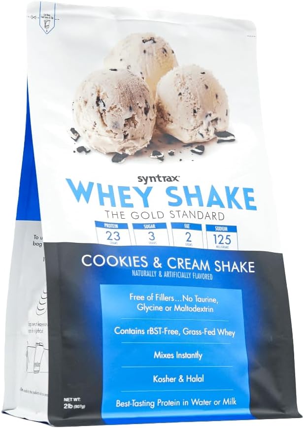Syntrax Nutrition Cookies & Cream Whey Protein Shake Powder with Real Cookie Pieces - 2 lbs