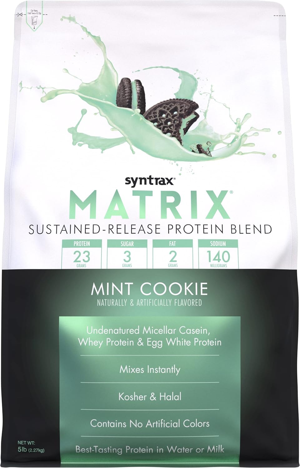 Syntrax Nutrition Matrix Mint Cookie Protein Powder, 5 lbs, Sustained-Release Blend with Real Cookie Pieces