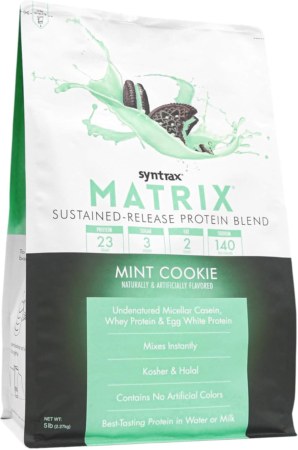 Syntrax Nutrition Matrix Mint Cookie Protein Powder, 5 lbs, Sustained-Release Blend with Real Cookie Pieces