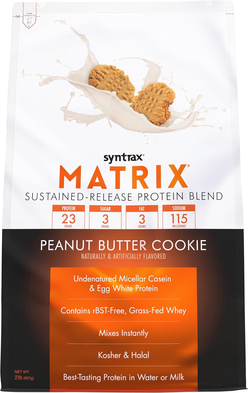 Syntrax Nutrition Matrix Protein Powder with Real Cookie Pieces, Peanut Butter Cookie Flavor, 2 lbs