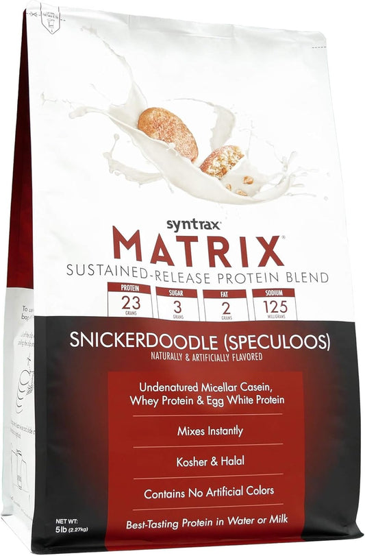 Syntrax Nutrition Matrix Protein Powder with Real Cookie Pieces, Snickerdoodle Flavor, 5 lbs, Sustained-Release Blend