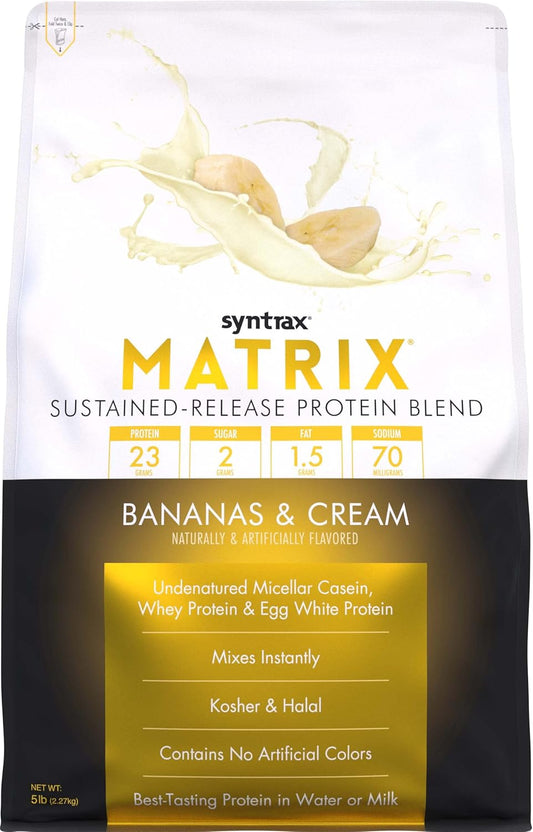 Syntrax Nutrition Matrix Sustained-Release Protein Blend - Bananas and Cream - 5 lb - High-Quality Protein Supplement