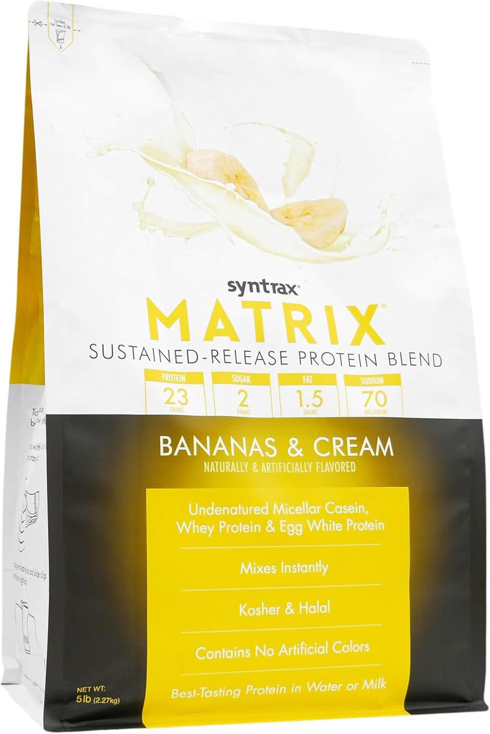 Syntrax Nutrition Matrix Sustained-Release Protein Blend - Bananas and Cream - 5 lb - High-Quality Protein Supplement