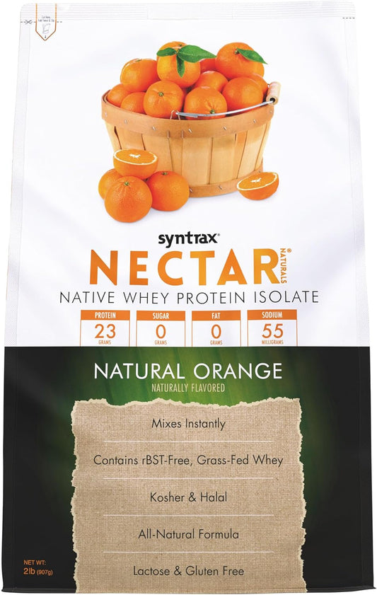 Syntrax Nutrition Nectar Naturals Whey Protein Isolate, Natural Orange Flavor, 2 lbs