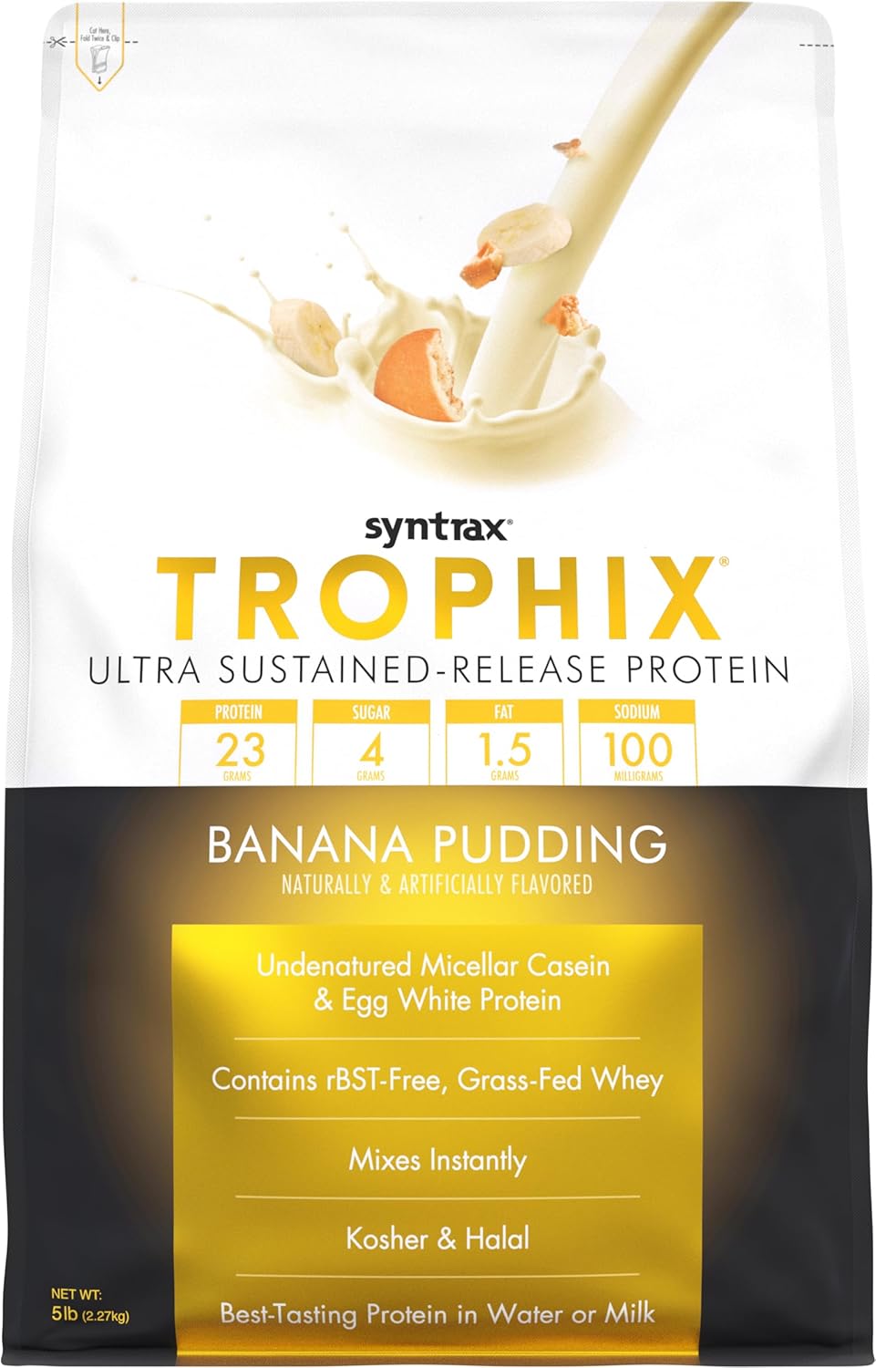 Syntrax Nutrition Trophix Banana Pudding Protein Powder, 5 lbs - Ultra Sustained-Release Blend