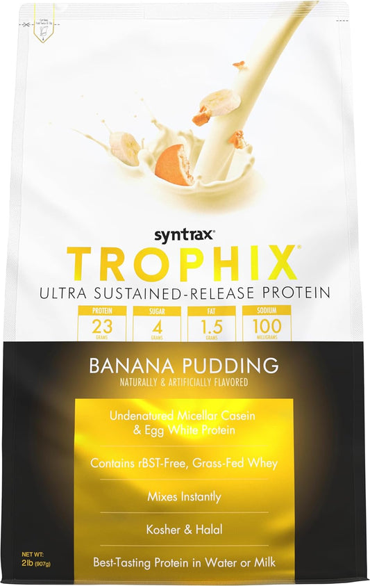 Syntrax Nutrition Trophix Banana Pudding Ultra Sustained-Release Protein Blend 2 lbs.