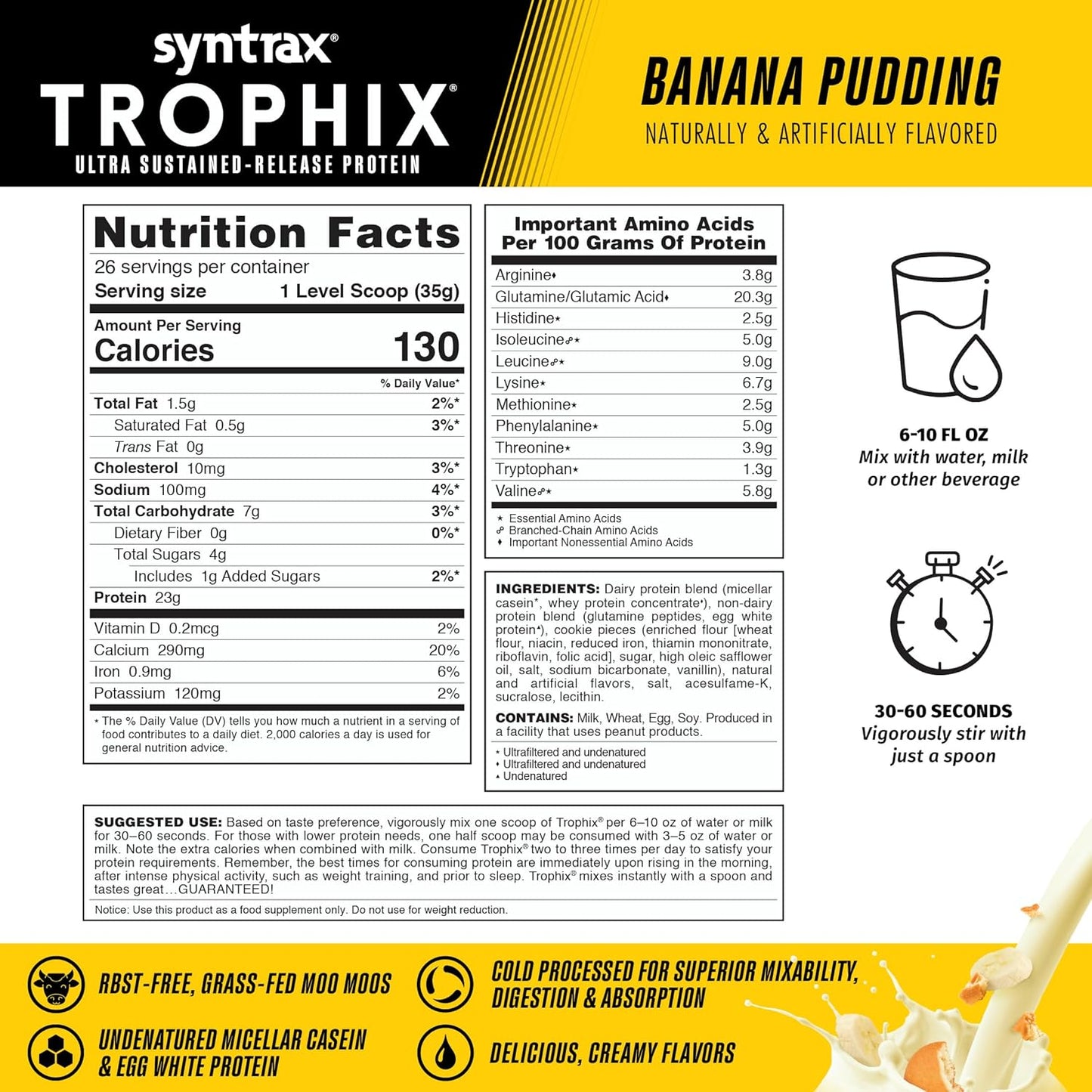 Syntrax Nutrition Trophix Banana Pudding Ultra Sustained-Release Protein Blend 2 lbs.