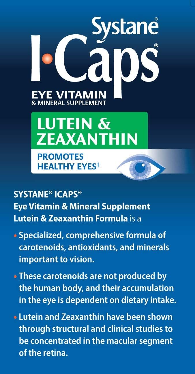 Systane ICaps Lutein & Zeaxanthin Eye Vitamin Supplement, 120 Tablets