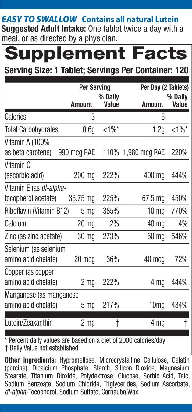 Systane ICaps Lutein & Zeaxanthin Eye Vitamin Supplement, 120 Tablets