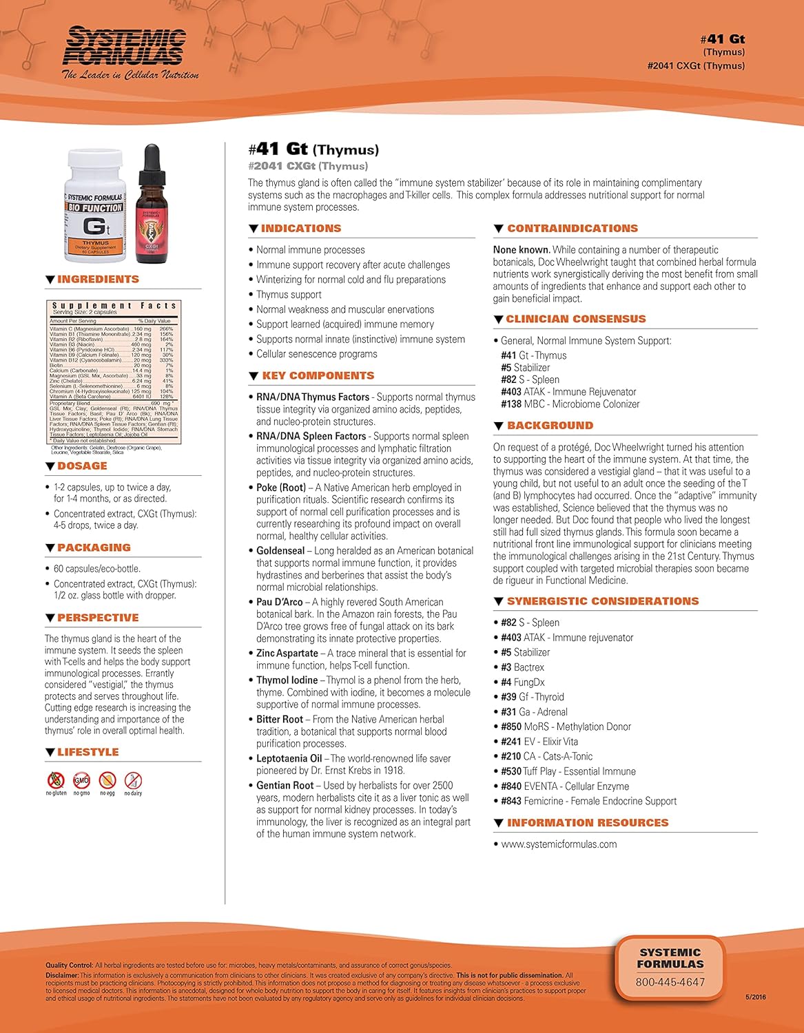 Systemic Formulas Bio Function Gt Thymus Capsules - 60 Count