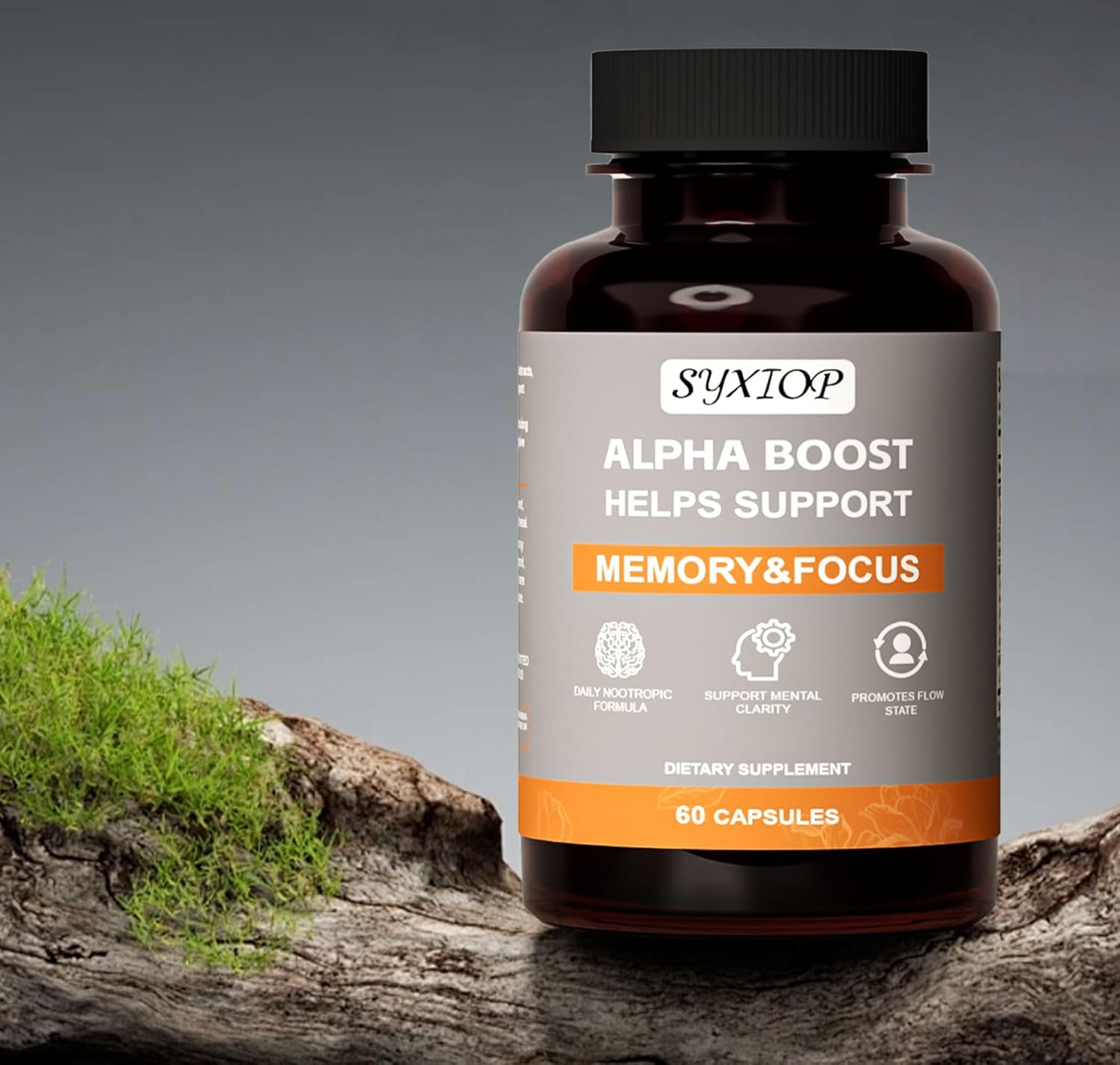 SyXIOP Alpha Boost Capsules: Vitamin B6, L-Tyrosine, L-Theanine, Enhance Brain Function, Concentration, and Memory Support, 60 Count