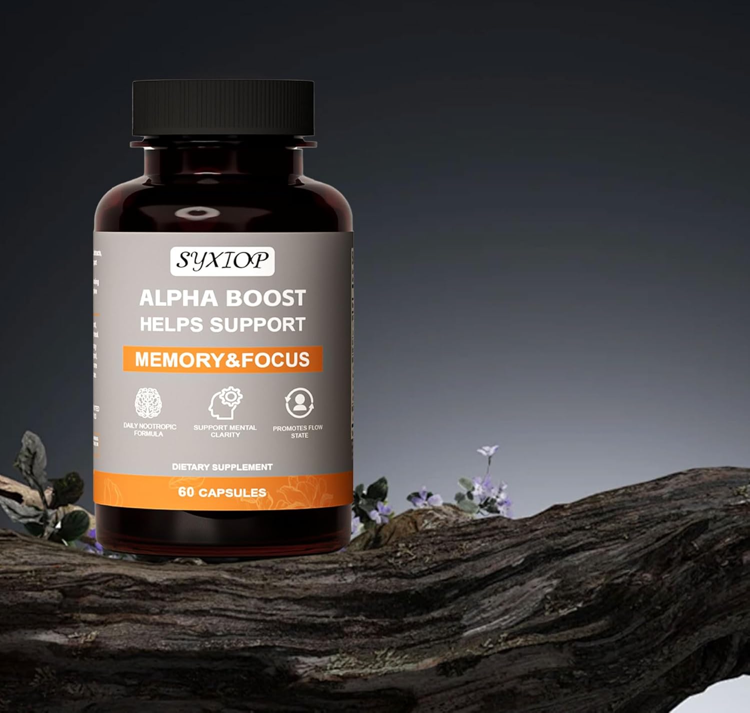 SyXIOP Alpha Boost Capsules: Vitamin B6, L-Tyrosine, L-Theanine, Enhance Brain Function, Concentration, and Memory Support, 60 Count