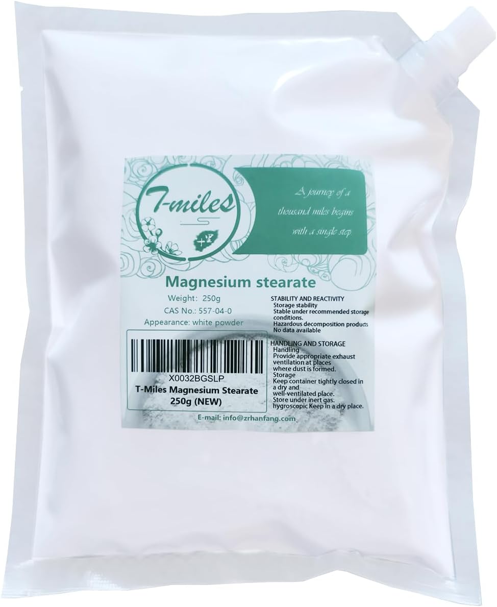 T-MILES 99% Magnesium Stearate 250g/8.8oz - Food Grade, Cosmetic Ingredient CAS 557-04-0