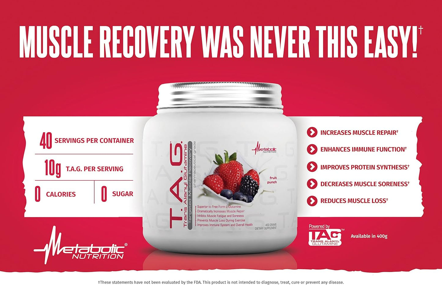 TAG Trans Alanyl Glutamine Powder - 100% L-Glutamine Peptide Supplement for Pre, Intra, Post Workout - 400g (Green Apple)