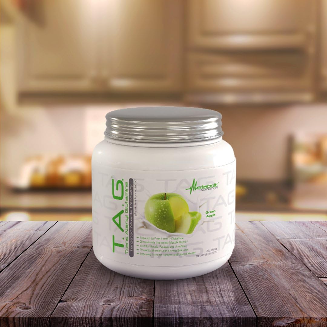 TAG Trans Alanyl Glutamine Powder - 100% L-Glutamine Peptide Supplement for Pre, Intra, Post Workout - 400g (Green Apple)
