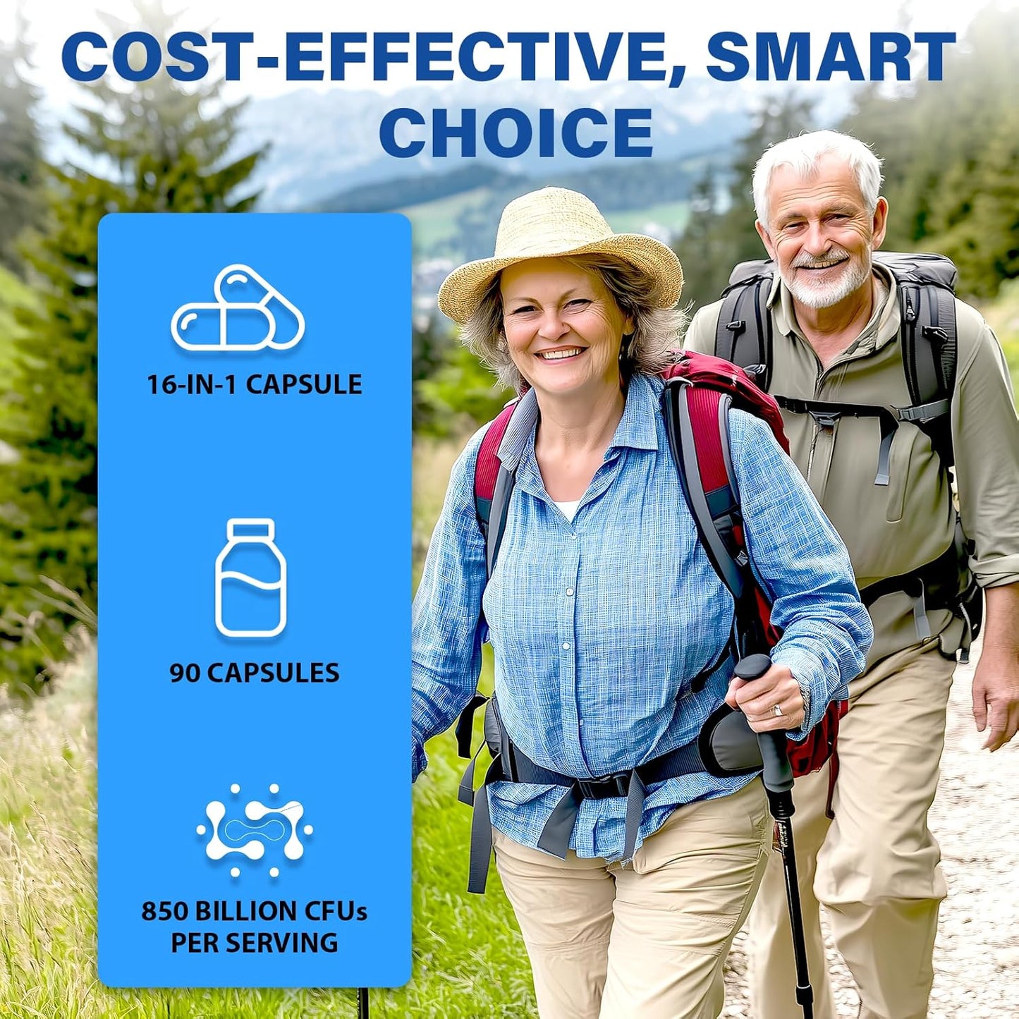 Tailored Wellness Men's Probiotics 50+, Gut & Energy Support, 850 Billion CFU, 1800mg Prebiotics Fiber - 990 Capsules