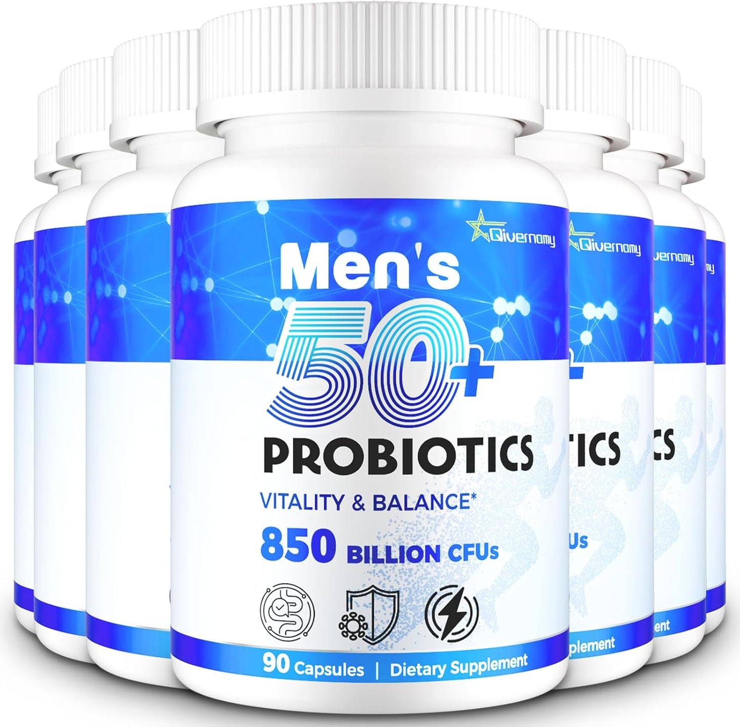 Tailored Wellness Men's Probiotics 50+ with 850 Billion CFU & 1800mg Prebiotics Fiber - Advanced Gut & Energy Support, 630 Capsules