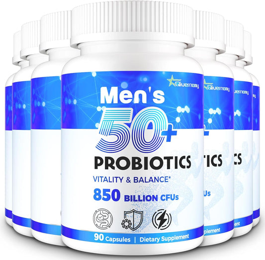Tailored Wellness Men's Probiotics 50+ with 850 Billion CFU & 1800mg Prebiotics Fiber - Advanced Gut & Energy Support, 630 Capsules