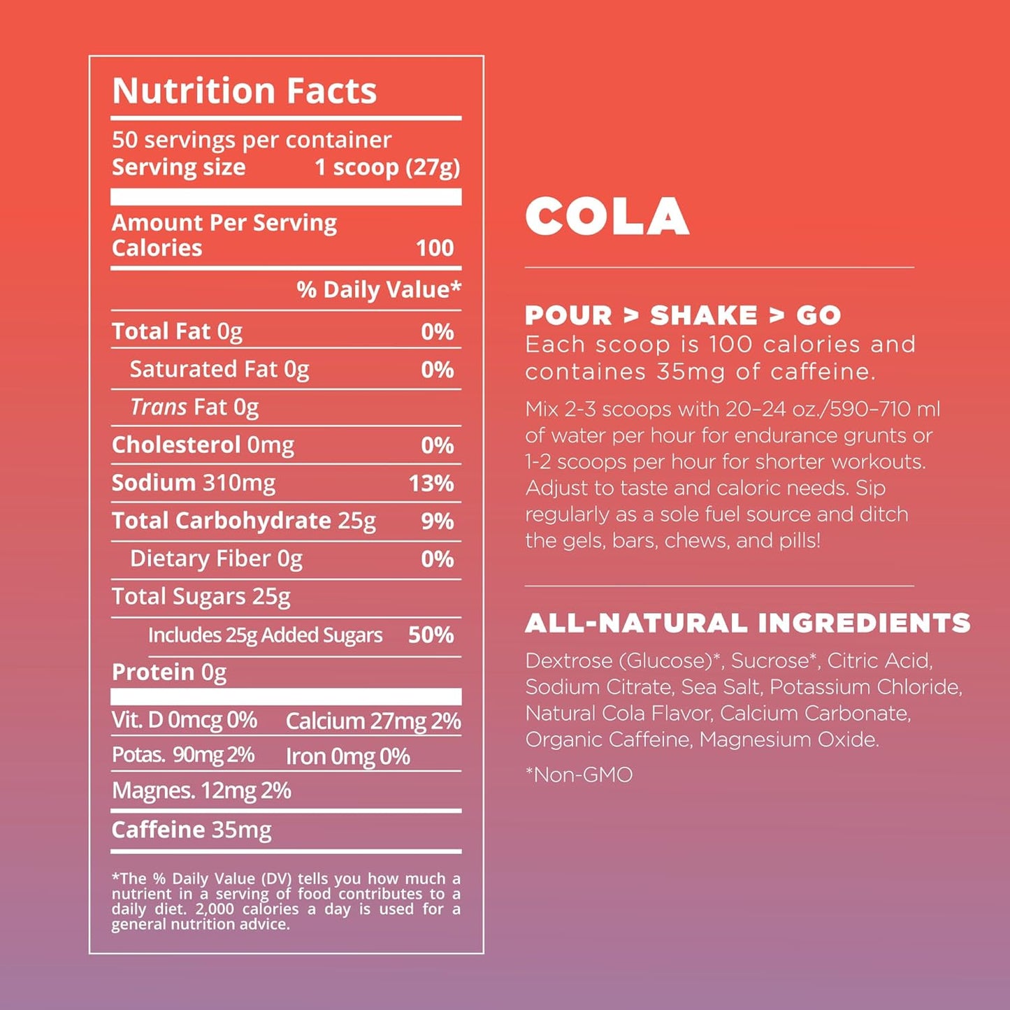 Tailwind Nutrition Endurance Fuel: Colorado Cola Electrolyte Sports Drink Mix Powder - 50 Servings - Gluten-Free & Vegan