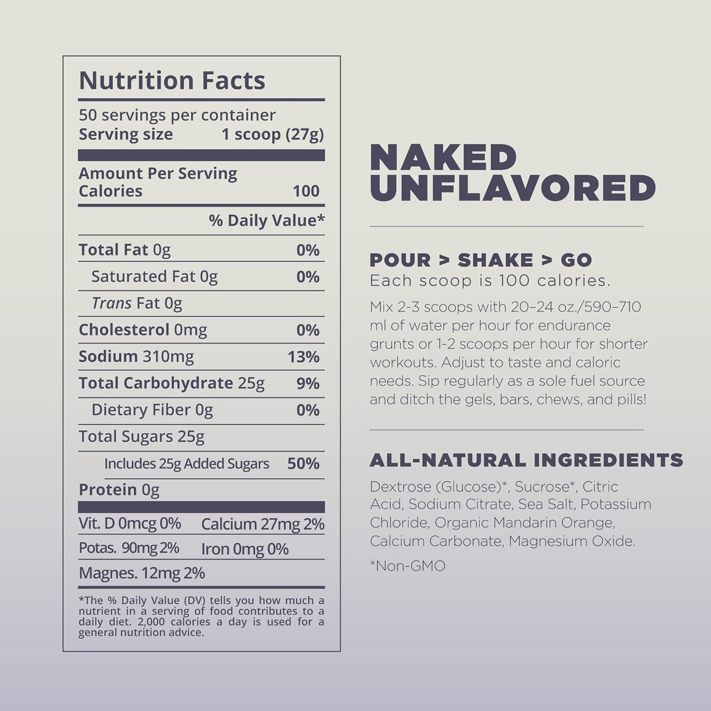 Tailwind Nutrition Endurance Fuel: Vegan Sports Drink Powder Mix with Electrolytes - Non-GMO, Gluten-Free, Dairy-Free, Naked Unflavored, 30 Servings