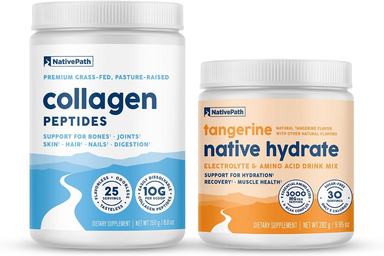 Tangerine Electrolyte Drink Mix with BCAA and Collagen - NativePath Hydrate Duos