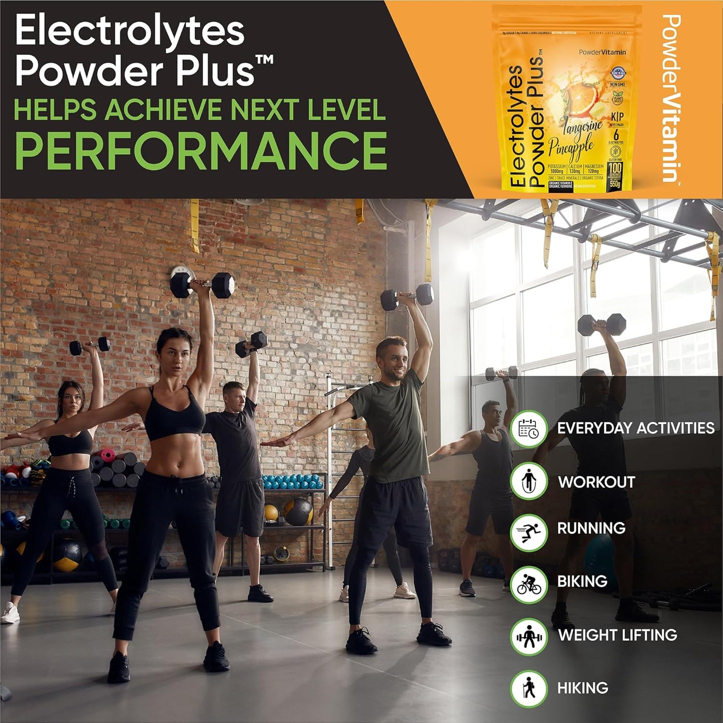 Tangerine Pineapple Electrolyte Powder - 100 Servings, Zero Calorie Keto Hydration Supplement with Potassium, Calcium, Magnesium
