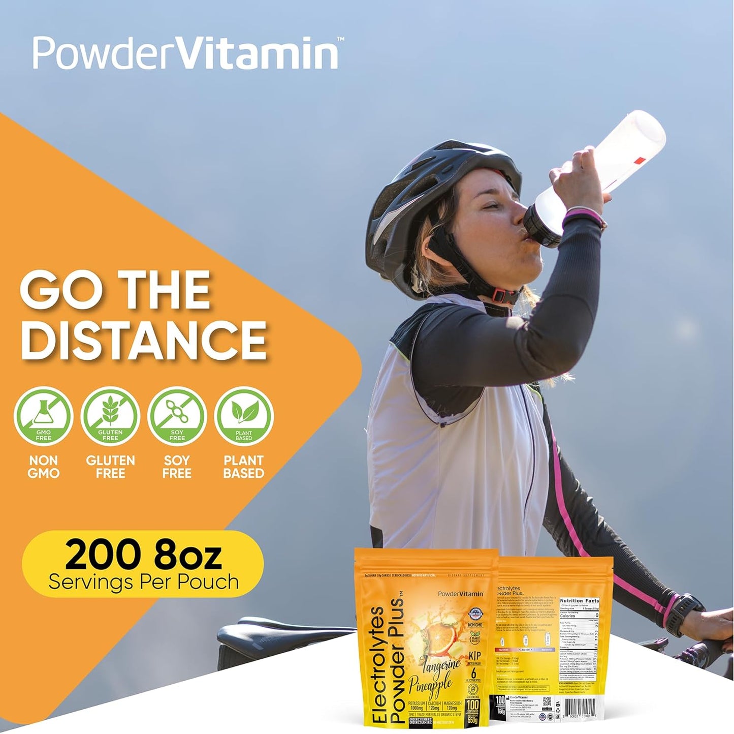 Tangerine Pineapple Electrolyte Powder - 100 Servings, Zero Calorie Keto Hydration Supplement with Potassium, Calcium, Magnesium