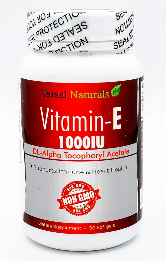 Tarsal Naturals Vitamin E 1000 IU Softgel Capsules for Overall Health and Energy - Made in USA, Gluten Free, Non GMO