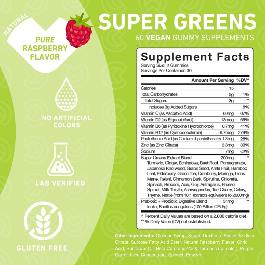 Tart Cherry and Super Greens Gummies Bundle for Uric Acid Flush and Daily Greens Cleansing