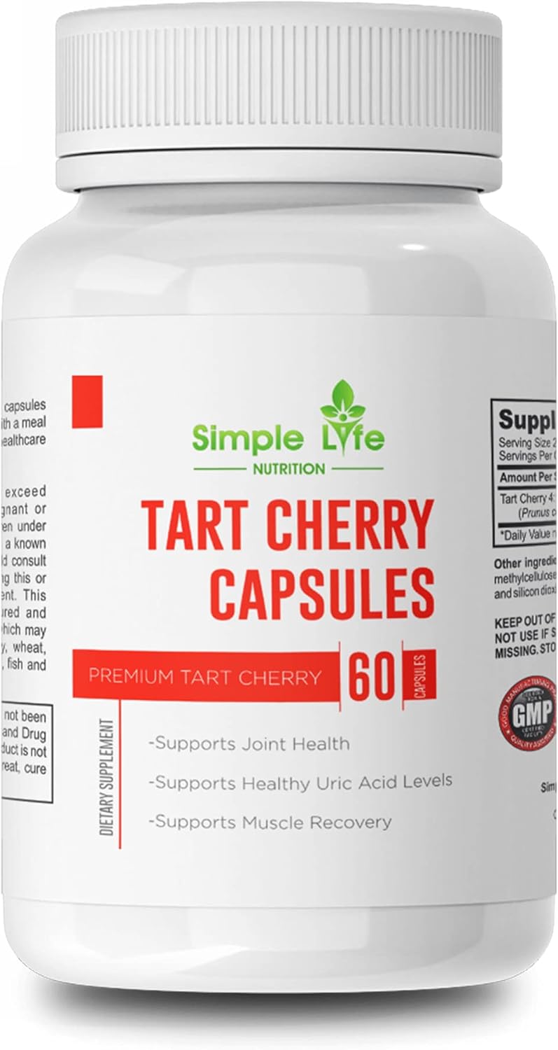 Tart Cherry Extract Capsules - Powerful Antioxidant for Joint Health, Sleep Aid, Non-GMO, Vegan, Gluten-Free - 60 Count