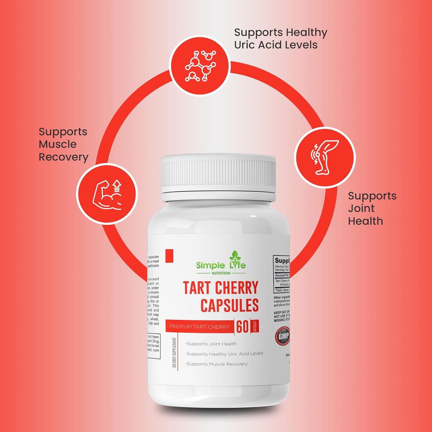 Tart Cherry Extract Capsules - Powerful Antioxidant for Joint Health, Sleep Aid, Non-GMO, Vegan, Gluten-Free - 60 Count