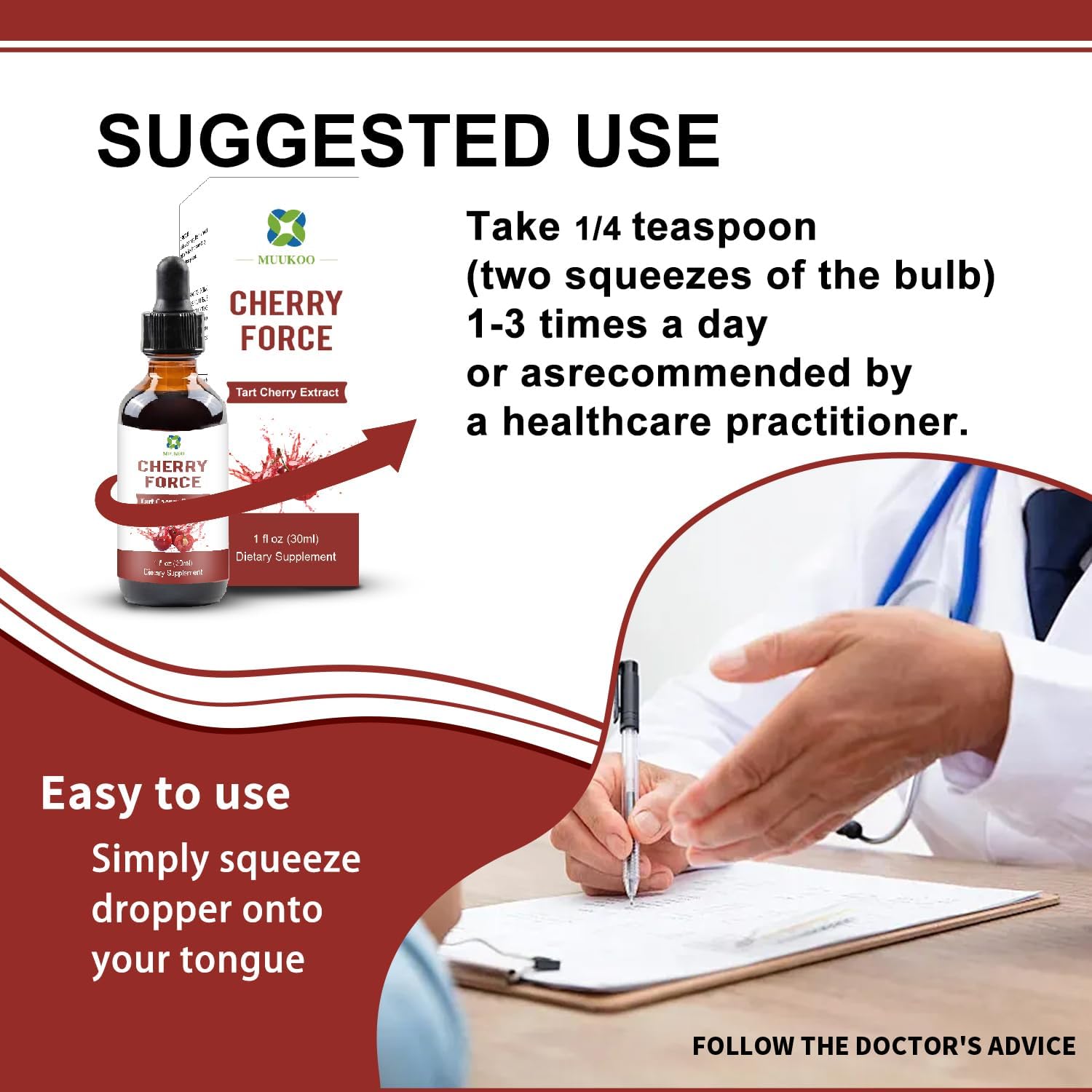 Tart Cherry Extract Supplement - Rich in Phytonutrients, Fully Absorbed Juice Concentrate by MuuKoo