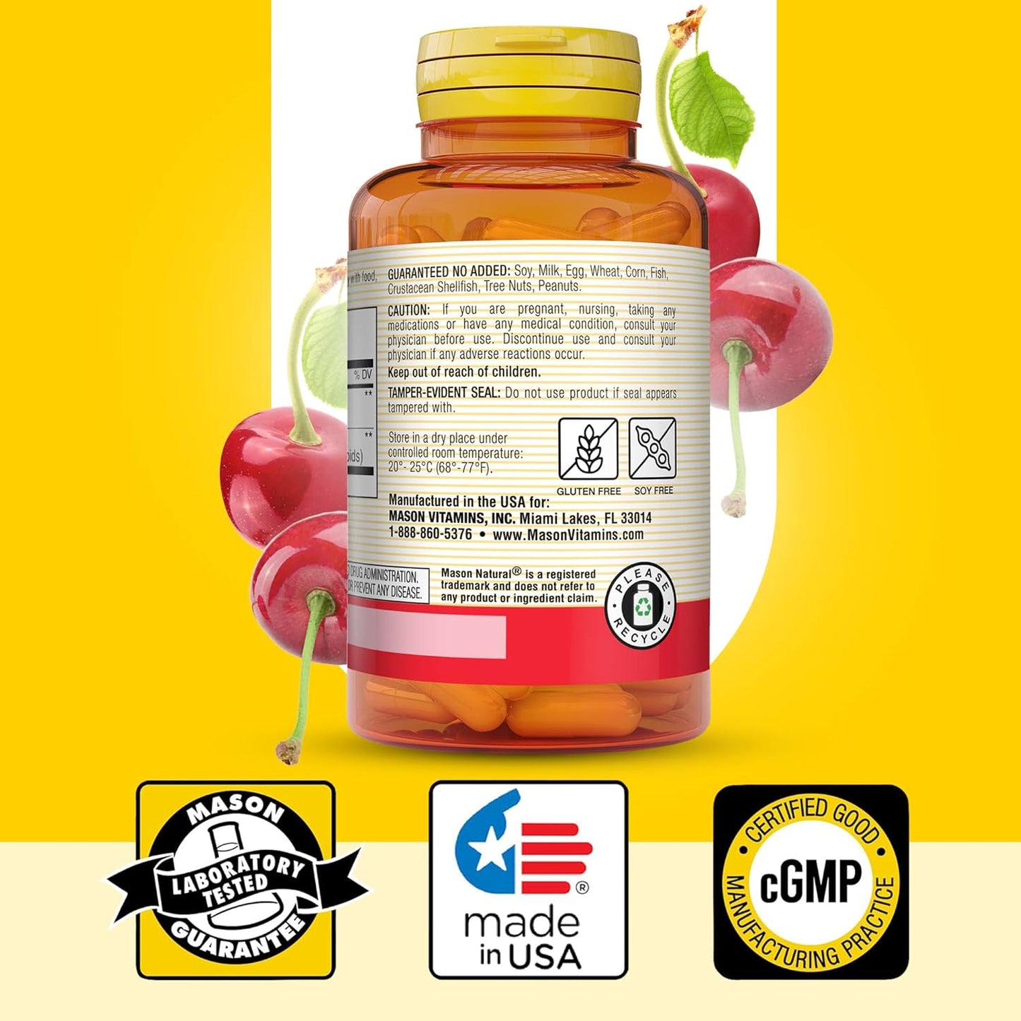 Tart Cherry Extract & Turmeric Capsules for Joint Support, 60-Day Supply by Mason Natural