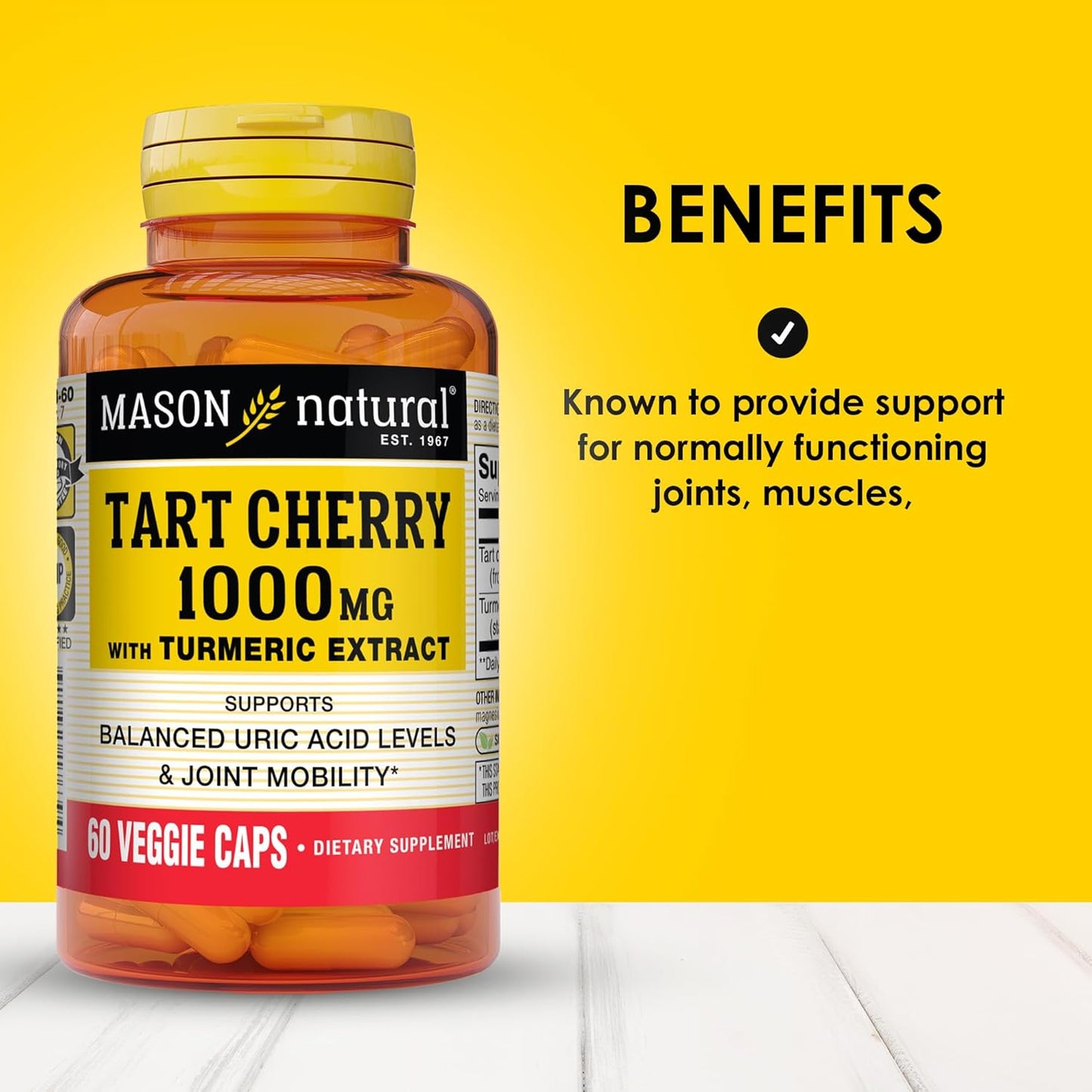 Tart Cherry Extract & Turmeric Capsules for Joint Support, 60-Day Supply by Mason Natural