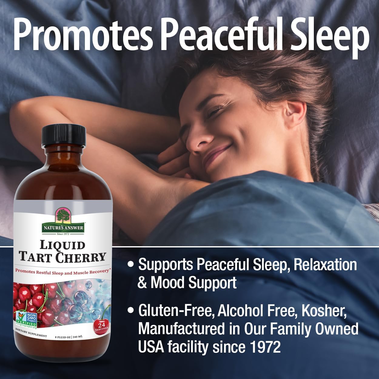 Tart Cherry Liquid Supplement for Recovery and Sleep | 8 oz | Rich in Anthocyanins | Non-GMO, Gluten-Free, Vegan