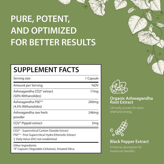 Tattva's Herbs Ashwagandha Supplements for Mood Support, Relaxation - 240 Count x 2 Pack, Herbal Powder Formula, 25 Years of Quality Service - BoostGo Australia