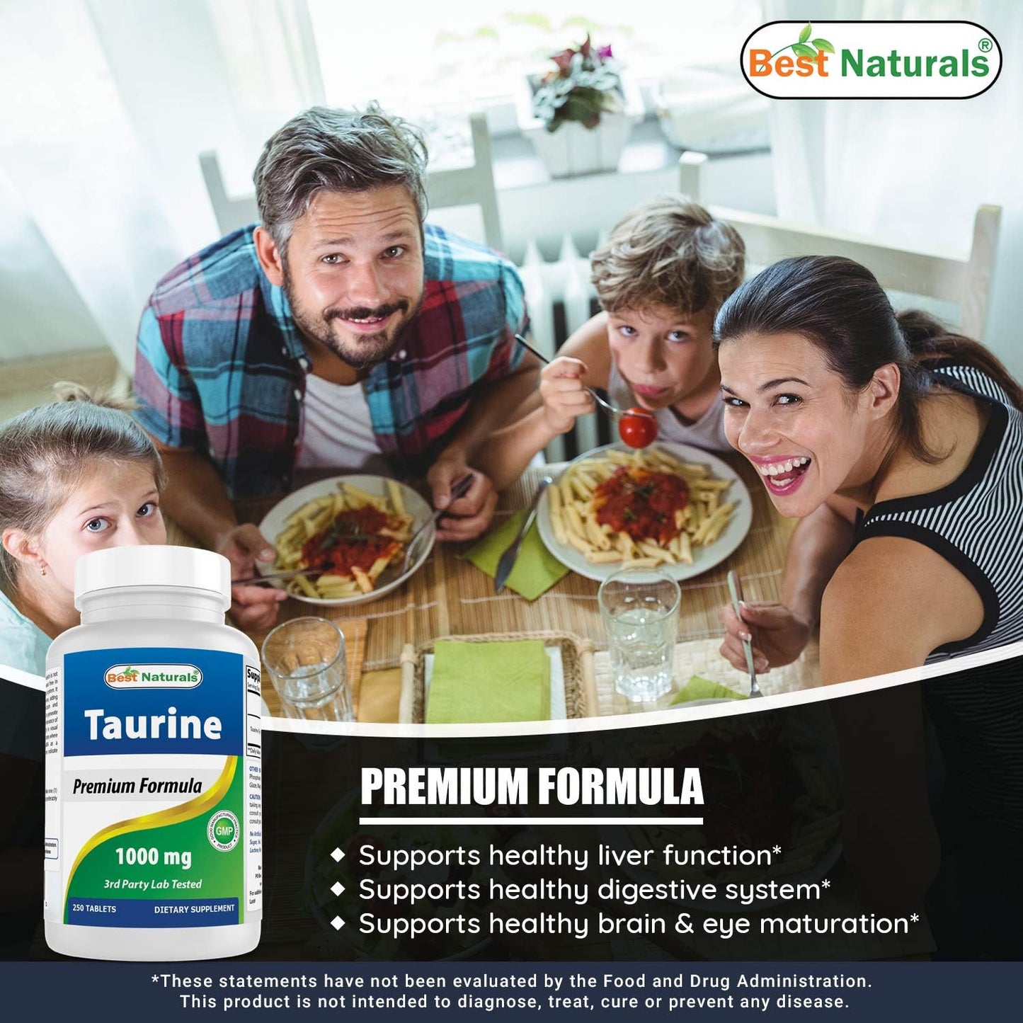 Taurine 1000 mg 500 Tablets - Pack of 2 - High Quality Natural Supplement