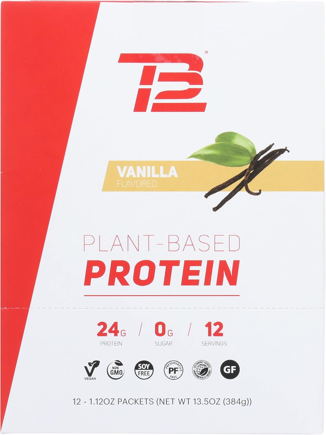 TB12 Vanilla Protein Powder, 1.12 OZ Pack of 12 Individual Servings