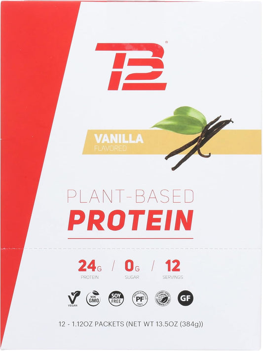 TB12 Vanilla Protein Powder, 1.12 OZ Pack of 12 Individual Servings